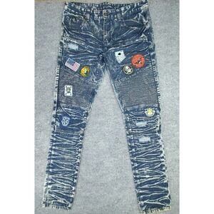 Y2K Rare DNM Collection Jeans 34 Blue Denim Acid Wash Patchwork Jeans Blue EUC